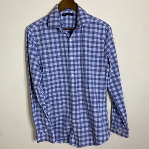 Tommy Hilfiger Men's Blue and White Plaid Shirt